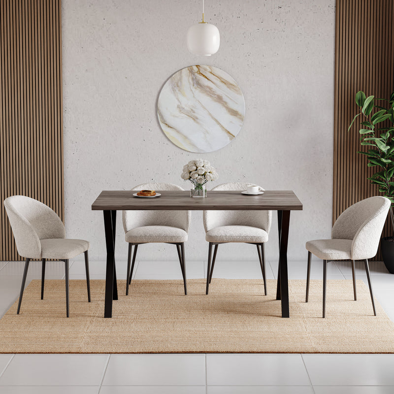 4-Seater Dining Table With X Shape Legs - Walnut