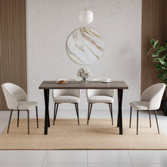 4-Seater Dining Table With X Shape Legs - Walnut