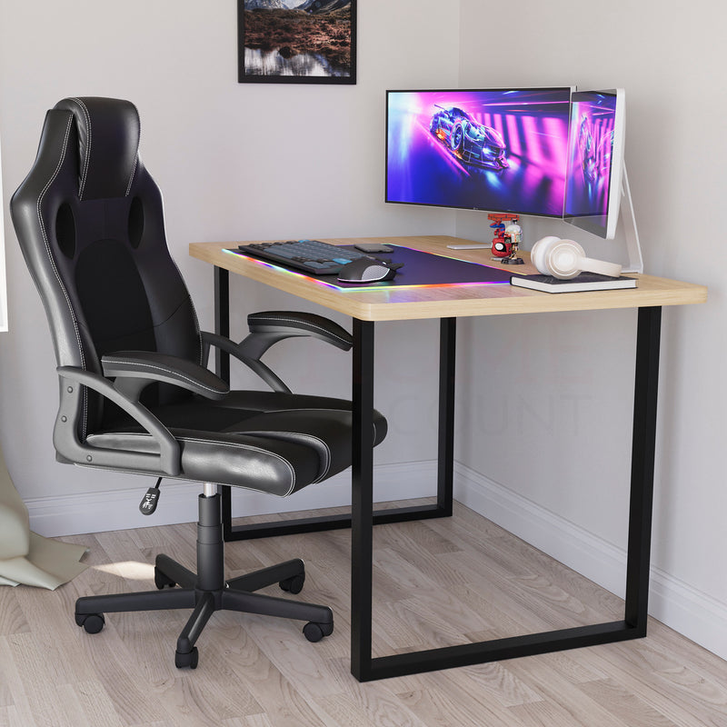 Gaming Desk With U Shape Legs, Oak