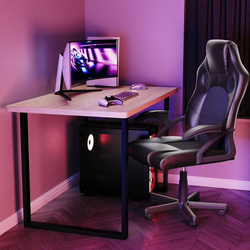 Gaming Desk With U Shape Legs, Oak