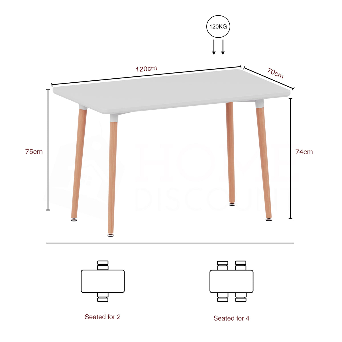Batley 4-Seater Square Dining Table - White