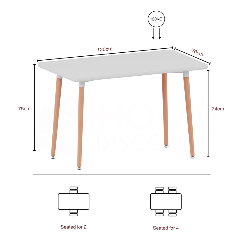 Batley 4-Seater Square Dining Table - White