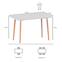 Batley 4-Seater Square Dining Table - White