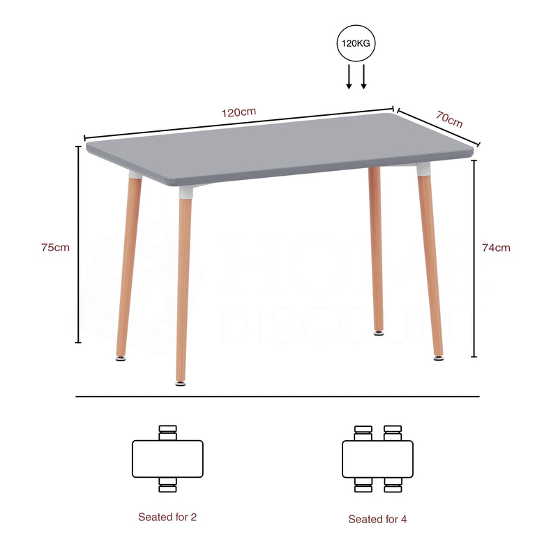 Batley 4-Seater Square Dining Table - Grey
