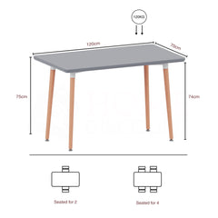 Batley 4-Seater Square Dining Table - Grey