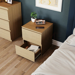 Denver 2-Drawer Large Bedside Chest - Pine