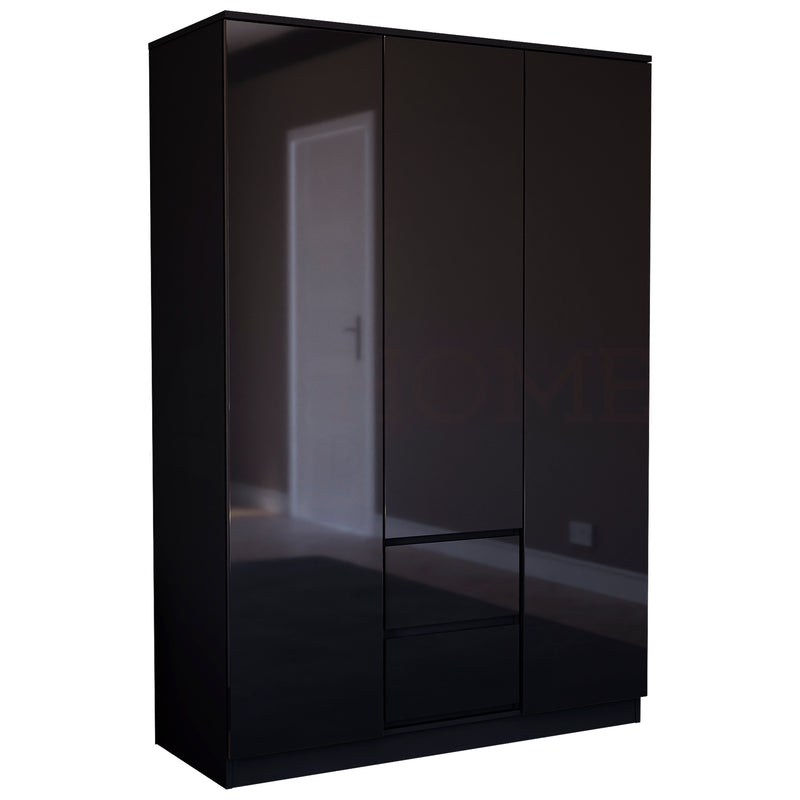 Glinton 3-Door 2-Drawer Wardrobe - Black (FSC 100%)