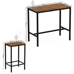Roslyn 2 Seater Bar Table Set, Dark Wood