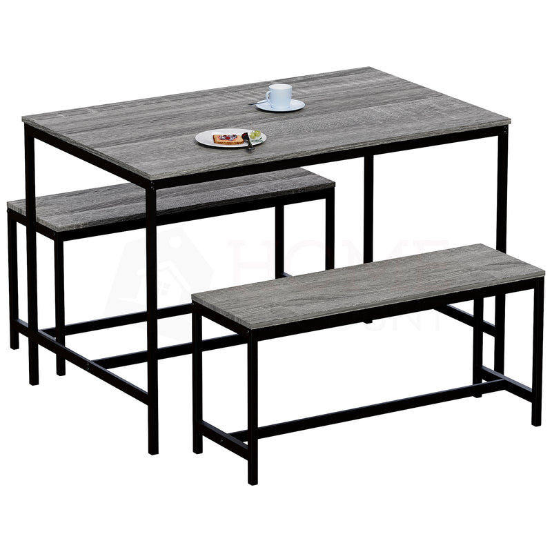 Roslyn 4 Seater Dining Table With Bench Set, Grey