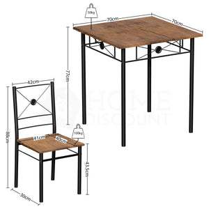 Roslyn 2-Seater Dining Set - Dark Wood