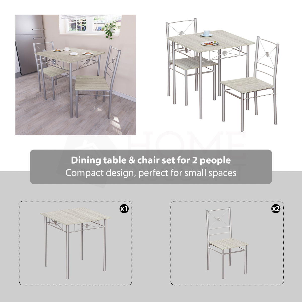 Roslyn 2-Seater Dining Set - Oak