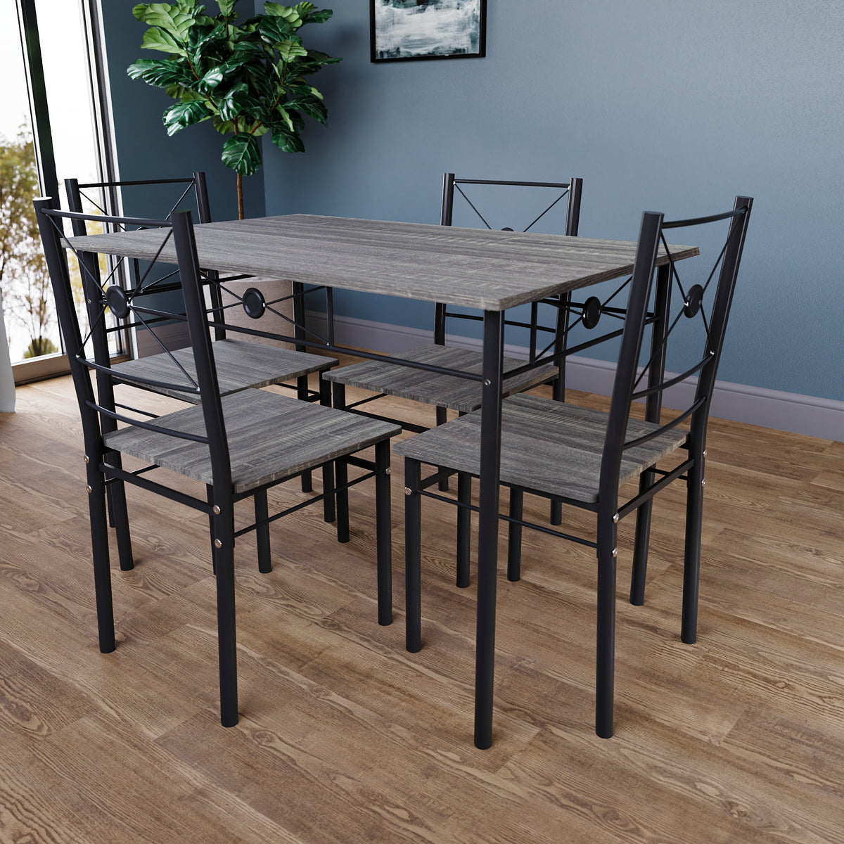Roslyn 4-Seater Dining Set - Grey