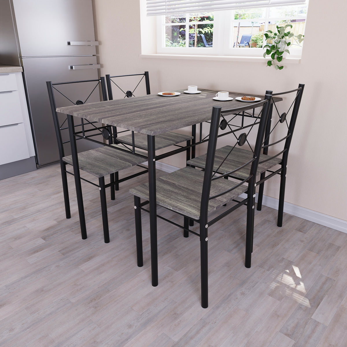 Roslyn 4-Seater Dining Set - Grey