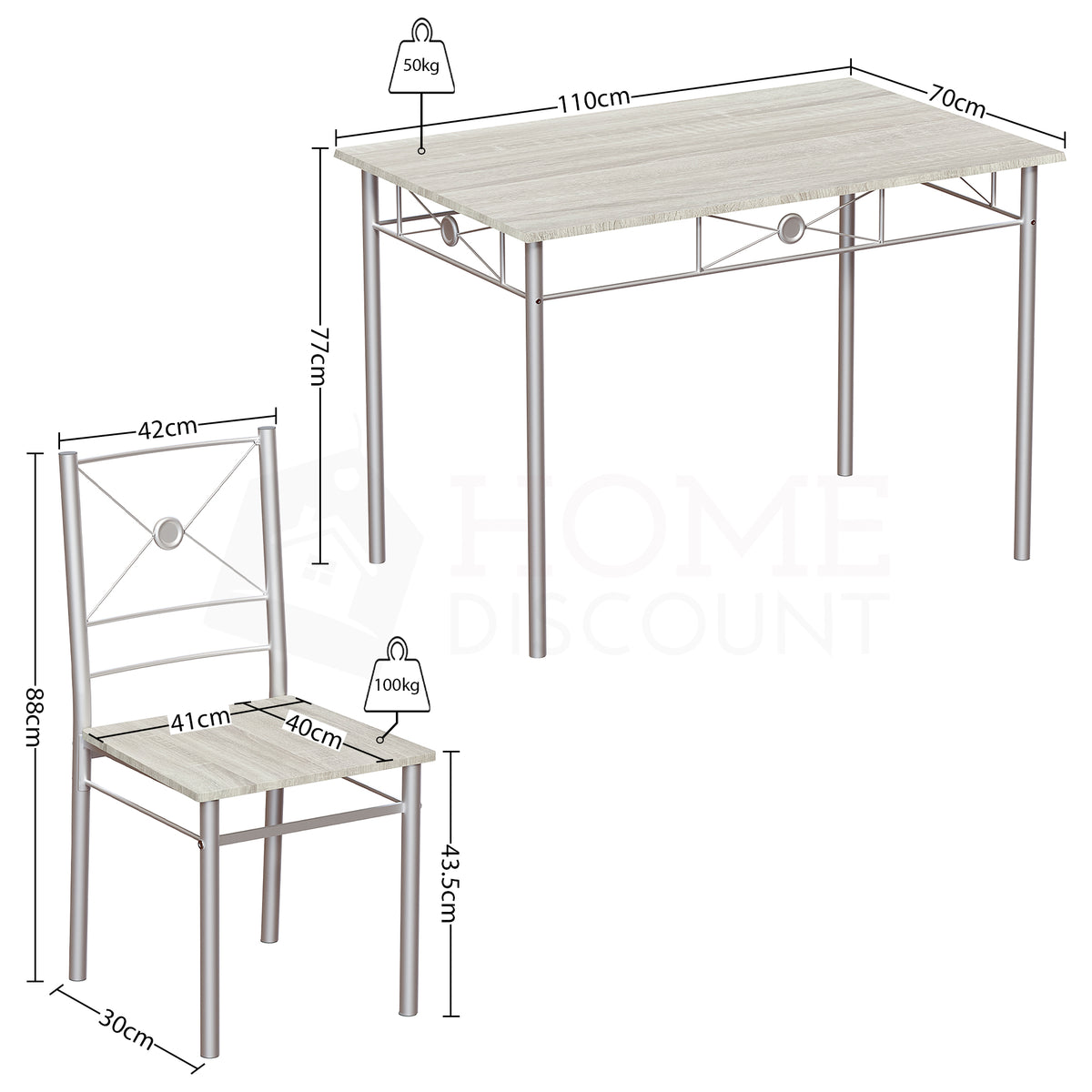 Roslyn 4-Seater Dining Set - Oak