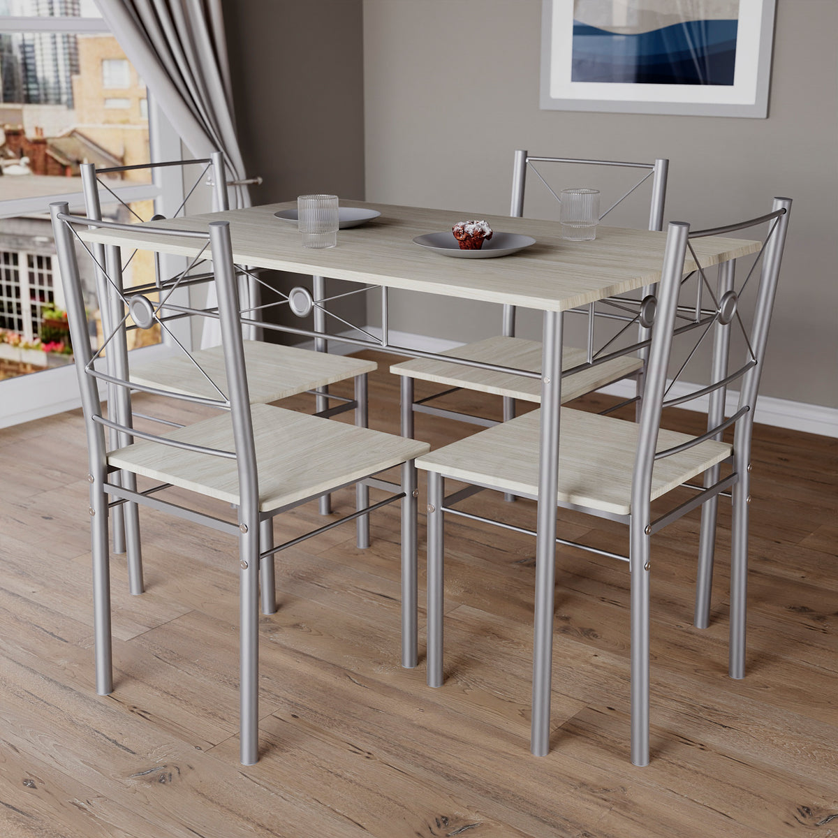 Roslyn 4-Seater Dining Set - Oak