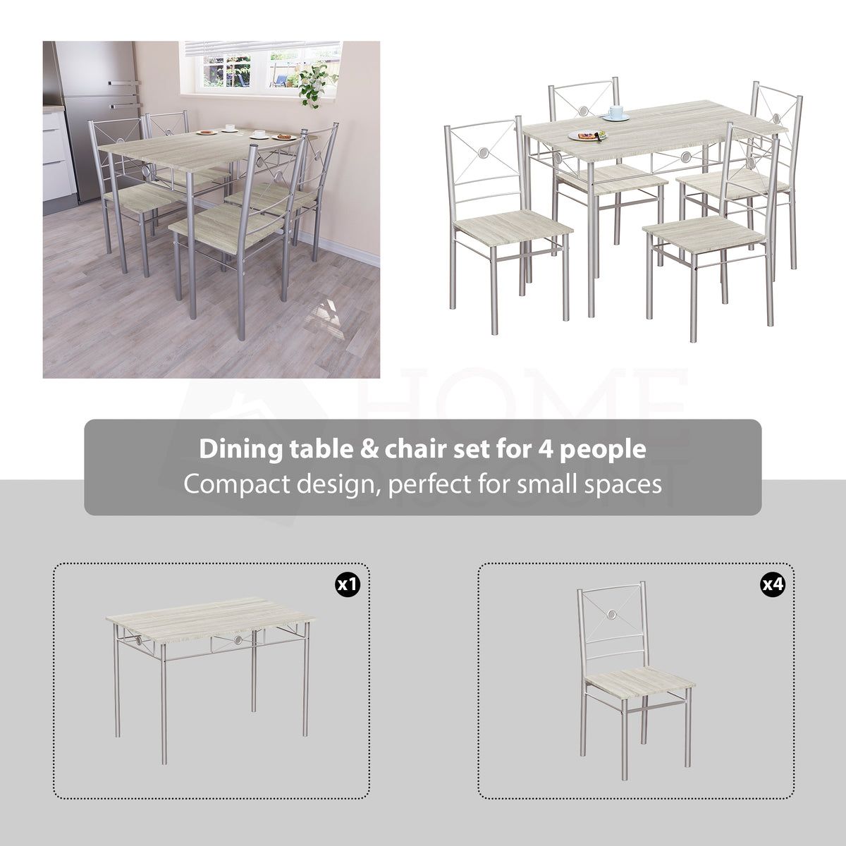 Roslyn 4-Seater Dining Set - Oak