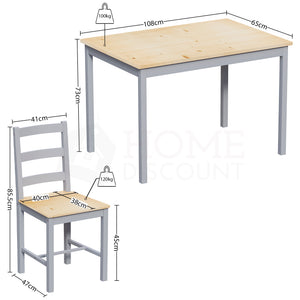 Yorkshire 4-Seater Dining Set - Grey & Pine