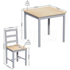 Yorkshire 2-Seater Dining Set - Grey & Pine