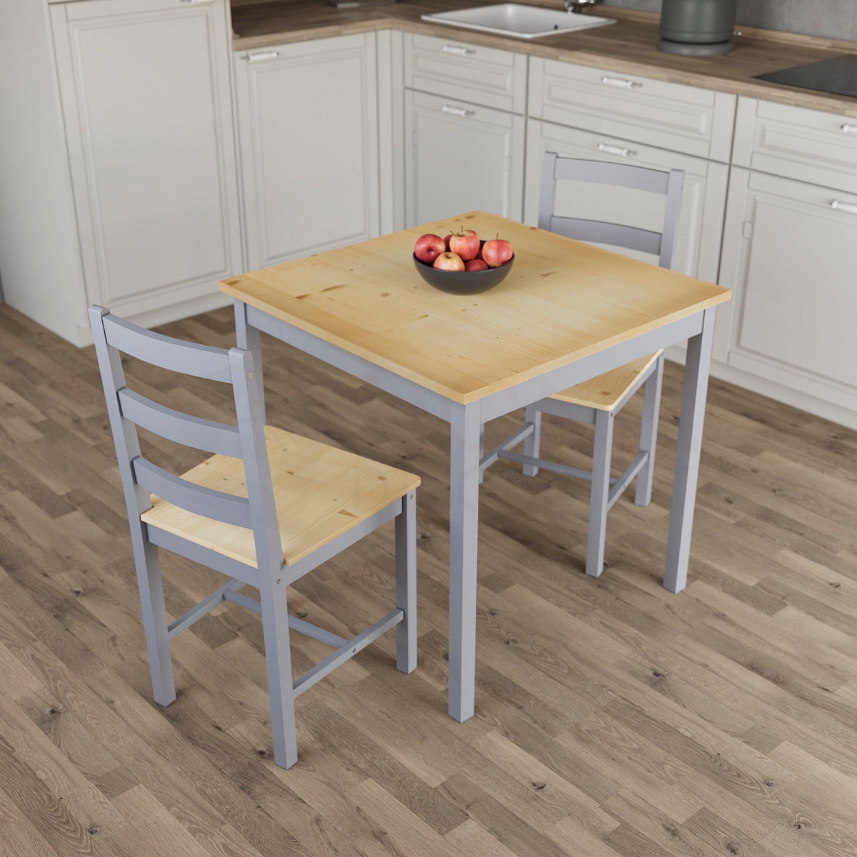 Yorkshire 2-Seater Dining Set - Grey & Pine