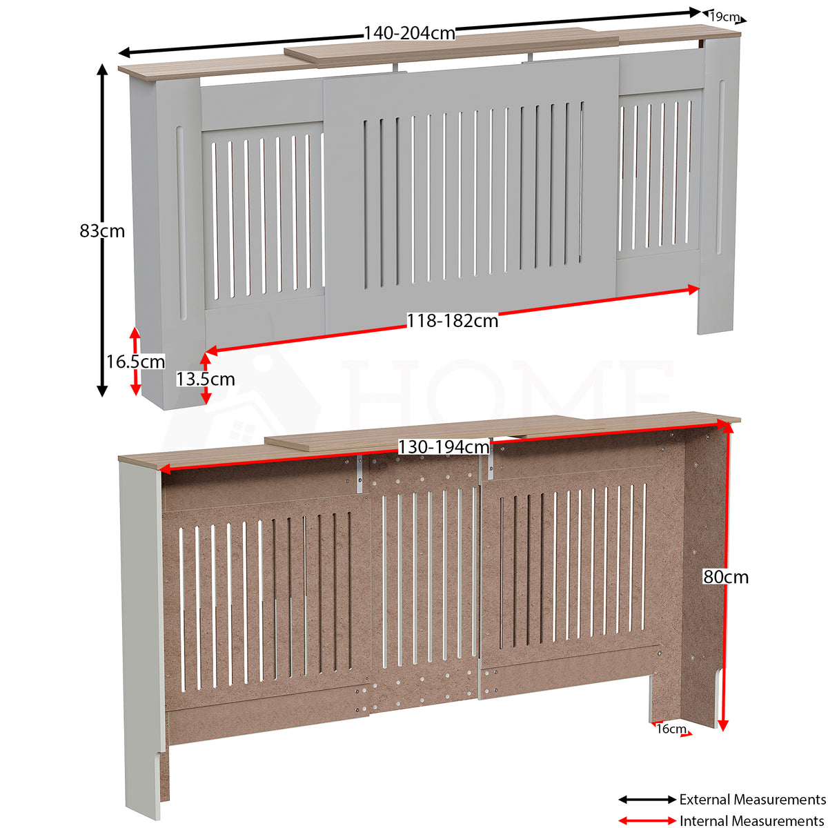 Arlington Adjustable Radiator Cover - Grey