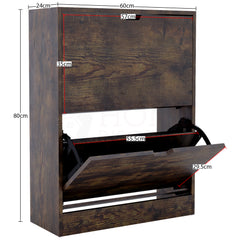 2 Drawer Shoe Cabinet, Dark Wood (FSC 100%)
