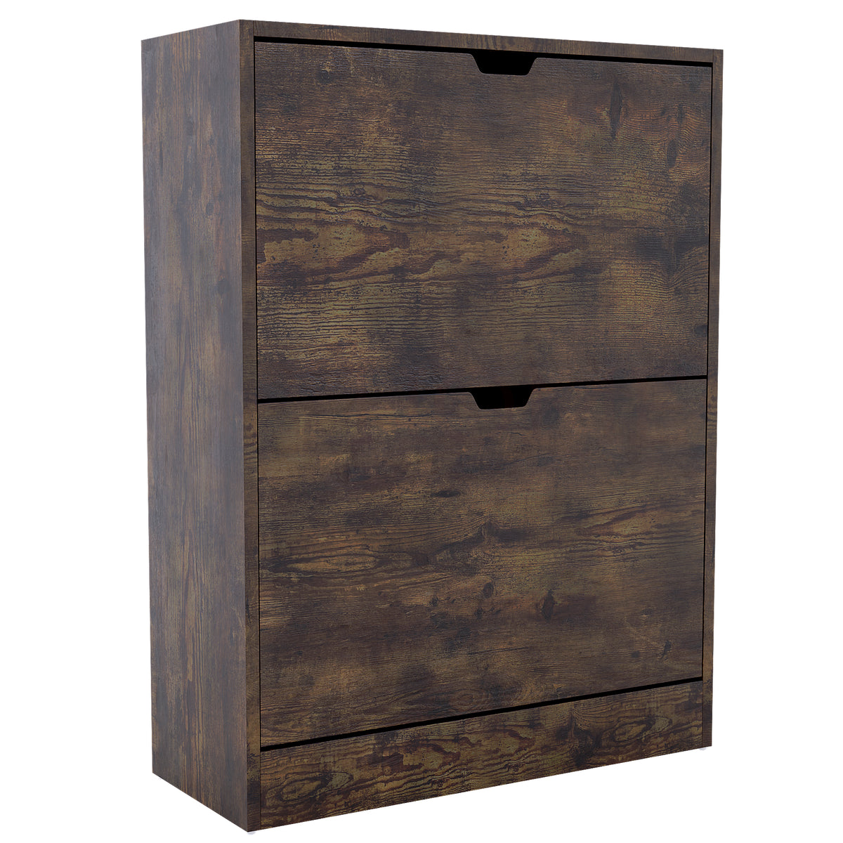 2-Drawer Shoe Cabinet, Dark Wood