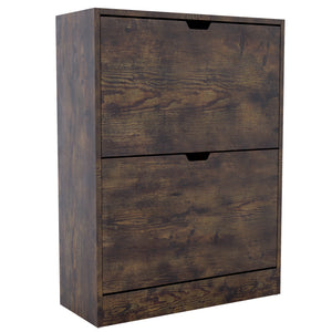 2-Drawer Shoe Cabinet, Dark Wood