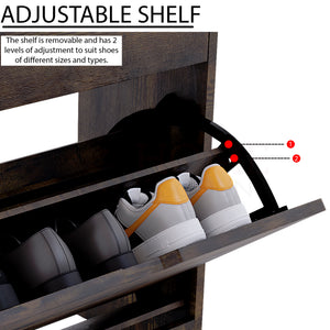 2-Drawer Shoe Cabinet, Dark Wood