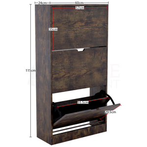 3-Drawer Shoe Cabinet - Dark Wood
