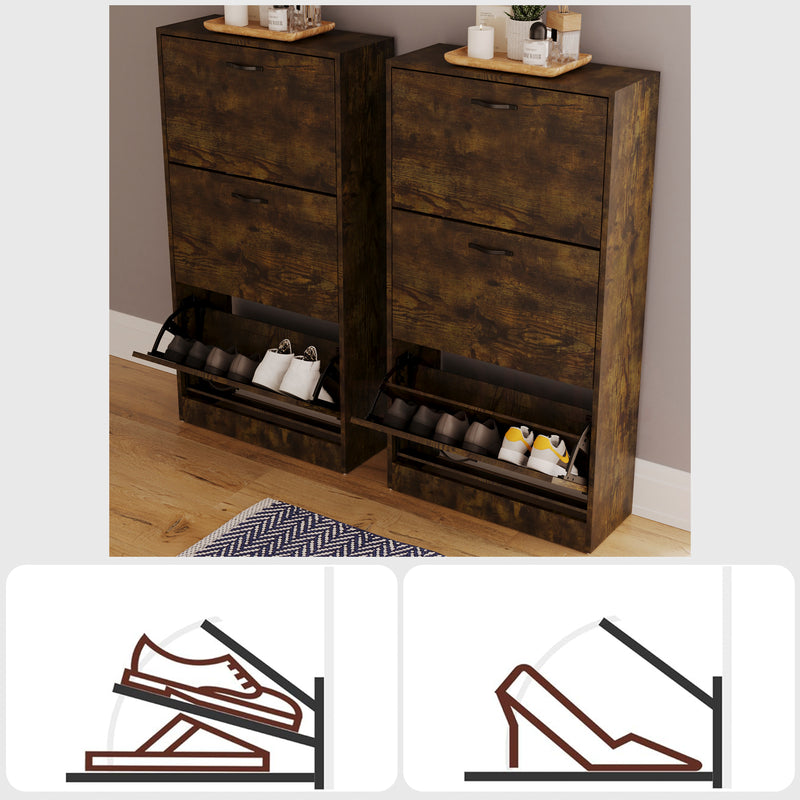 3 Drawer Shoe Cabinet, Dark Wood