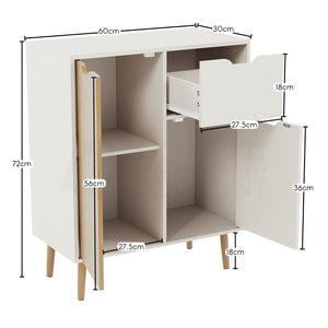 2 Door 1 Drawer Sideboard, Oak & White