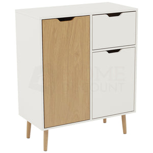 2 Door 1 Drawer Sideboard, Oak & White