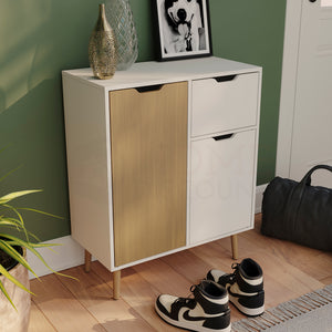 2 Door 1 Drawer Sideboard, Oak & White
