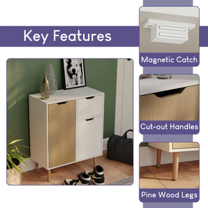 2 Door 1 Drawer Sideboard, Oak & White