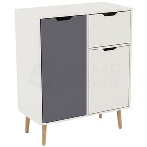 2 Door 1 Drawer Sideboard, Grey & White