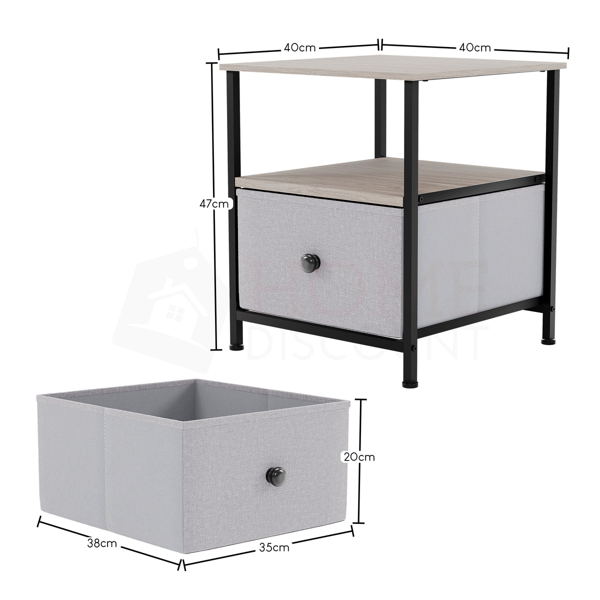 Chorley 1 Drawer Fabric Drawer Chest, Beige & Grey Wood