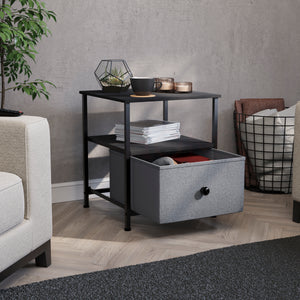 Chorley 1 Drawer Fabric Drawer Chest, Grey & Black