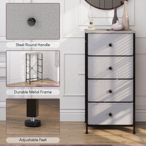 Chorley 4 Drawer Fabric Drawer Chest, Beige & Grey Wood