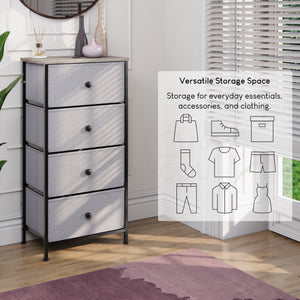 Chorley 4 Drawer Fabric Drawer Chest, Beige & Grey Wood
