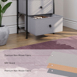Chorley 4 Drawer Fabric Drawer Chest, Beige & Grey Wood