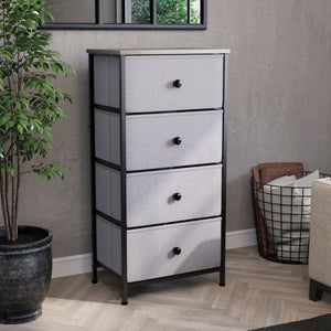 Chorley 4 Drawer Fabric Drawer Chest, Beige & Grey Wood