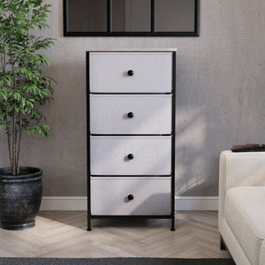 Chorley 4 Drawer Fabric Drawer Chest, Beige & Grey Wood