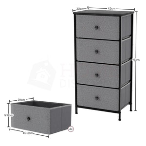 Chorley 4 Drawer Fabric Drawer Chest, Grey & Black