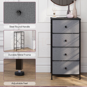 Chorley 4 Drawer Fabric Drawer Chest, Grey & Black