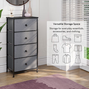 Chorley 4 Drawer Fabric Drawer Chest, Grey & Black
