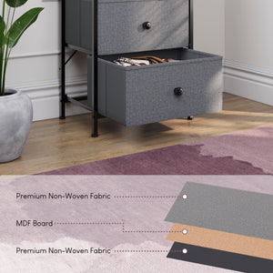 Chorley 4 Drawer Fabric Drawer Chest, Grey & Black