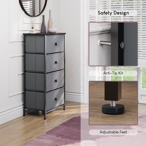 Chorley 4 Drawer Fabric Drawer Chest, Grey & Black