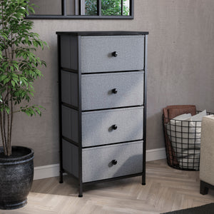 Chorley 4 Drawer Fabric Drawer Chest, Grey & Black