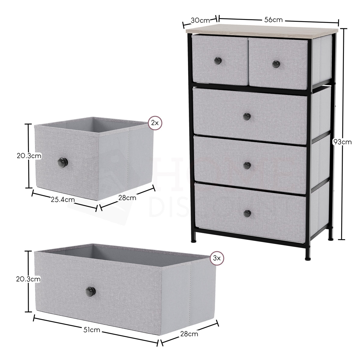 Chorley 5 Drawer Fabric Drawer Chest, Beige & Grey Wood