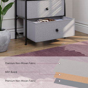 Chorley 5 Drawer Fabric Drawer Chest, Beige & Grey Wood
